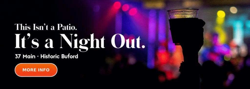 Nightlife atmosphere at 37 Main in historic Buford Georgia featuring cocktails, live music and late night entertainment